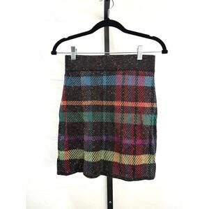 Cecilia Prado pp xs Women's Multicolor Plaid Wool Blend Skirt